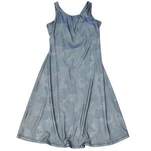 Prana Skypath A Line Tank Dress Shelf Bra Open Back Micro Dot Swirl Size Medium